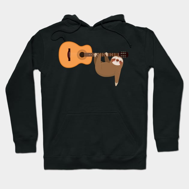 Funny Sloth Playing Classic Guitar Guitarist Music Lover Hoodie by ArtedPool